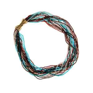 Vintage Jewel Tone Seed Bead Torsade Necklace