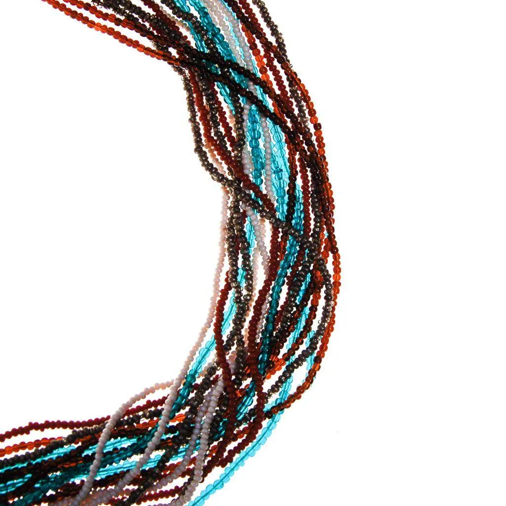 Vintage Jewel Tone Seed Bead Torsade Necklace