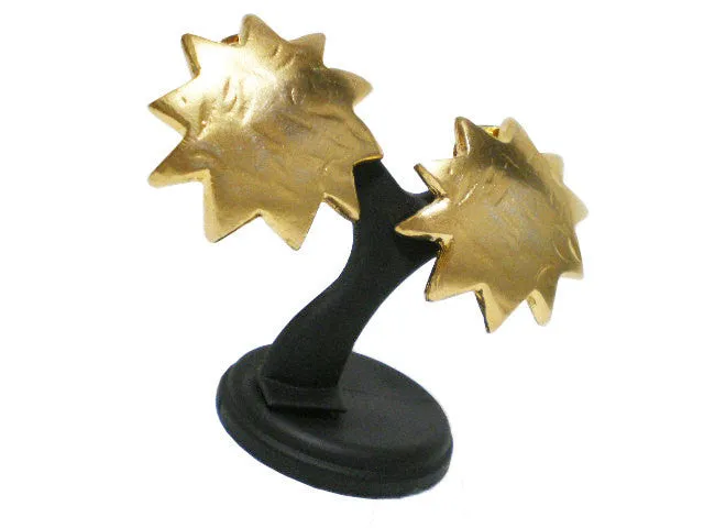 Vintage KENZO golden sun, star shape mod earrings. Chic, mod, and rare masterpiece jewelry. Great gift idea. 060905r1
