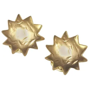 Vintage KENZO golden sun, star shape mod earrings. Chic, mod, and rare masterpiece jewelry. Great gift idea. 060905r1