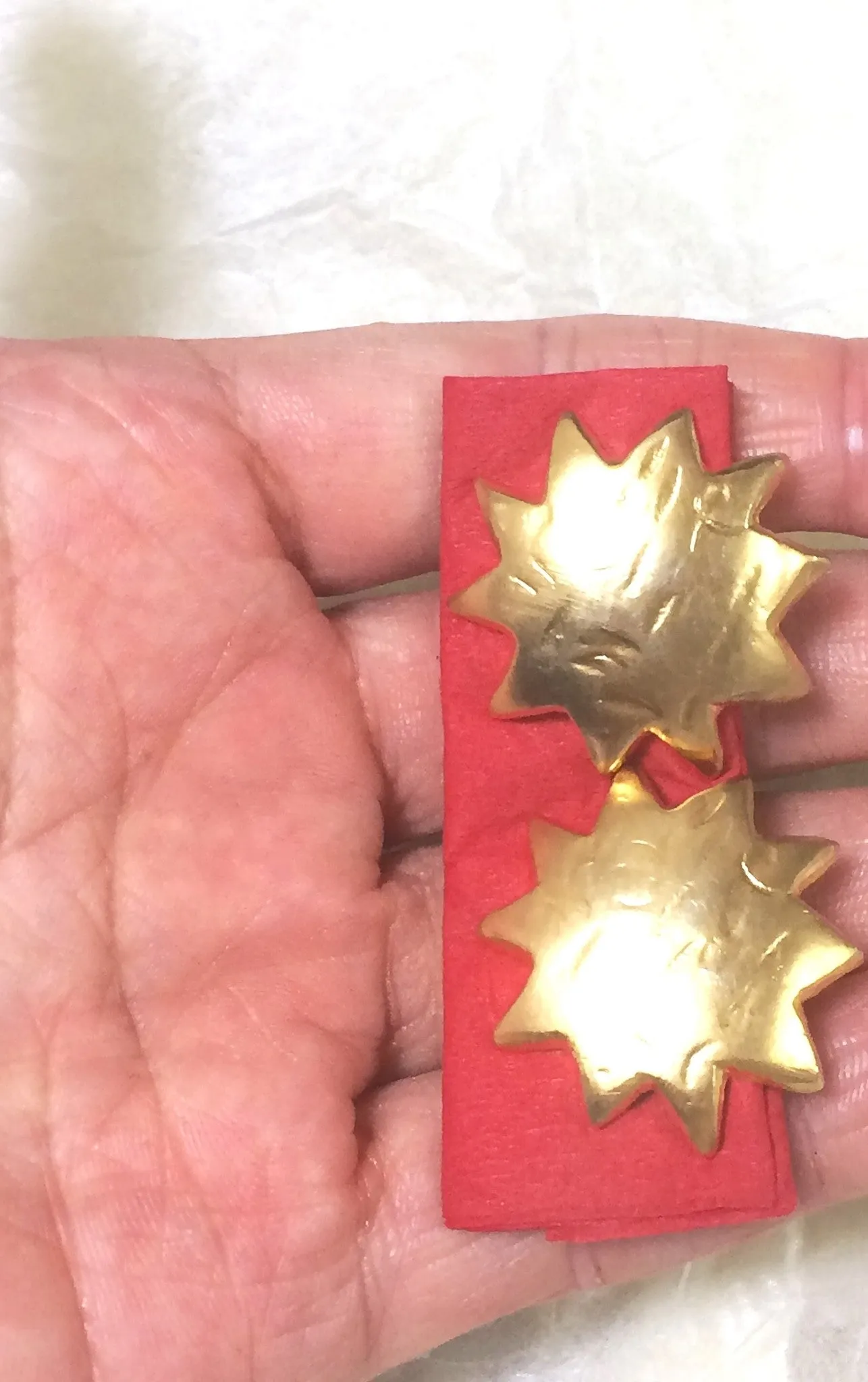 Vintage KENZO golden sun, star shape mod earrings. Chic, mod, and rare masterpiece jewelry. Great gift idea. 060905r1