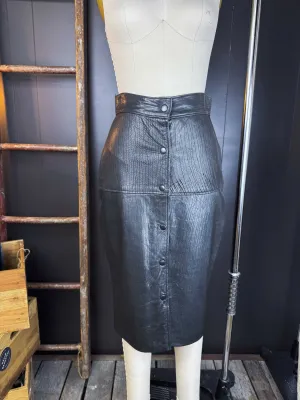 Vintage Leather Snap Front Skirt - Size S