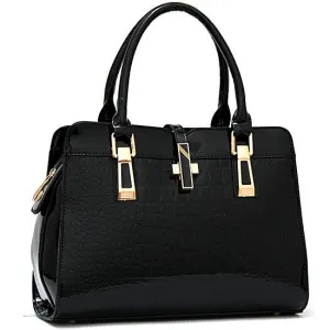 Vintage Luxury Tote Women's Handbag With Embossed logo Black