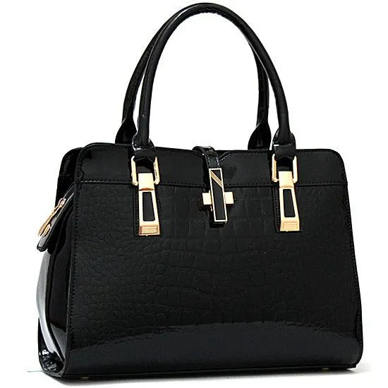 Vintage Luxury Tote Women's Handbag With Embossed logo Black