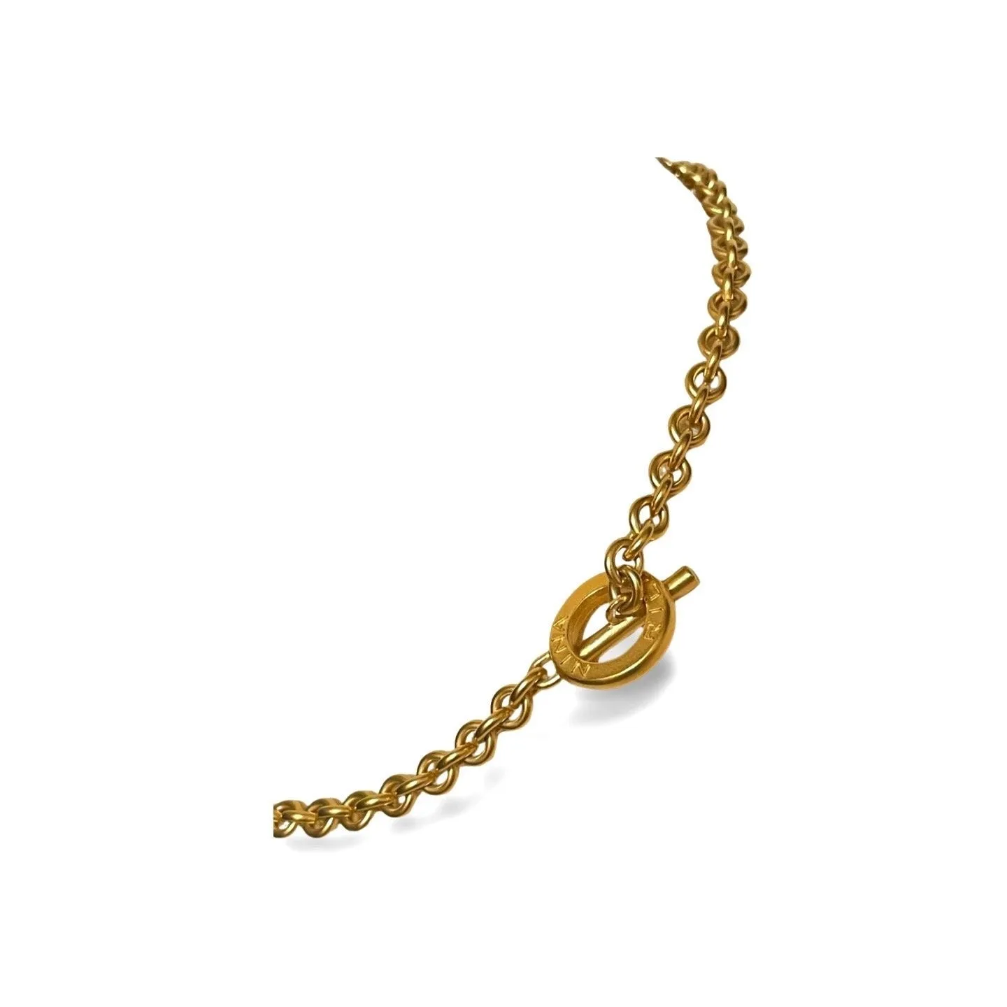 Vintage Nina Ricci golden chain necklace with ribbon bow and crystals. Perfect vintage jewelry. 060521ac6