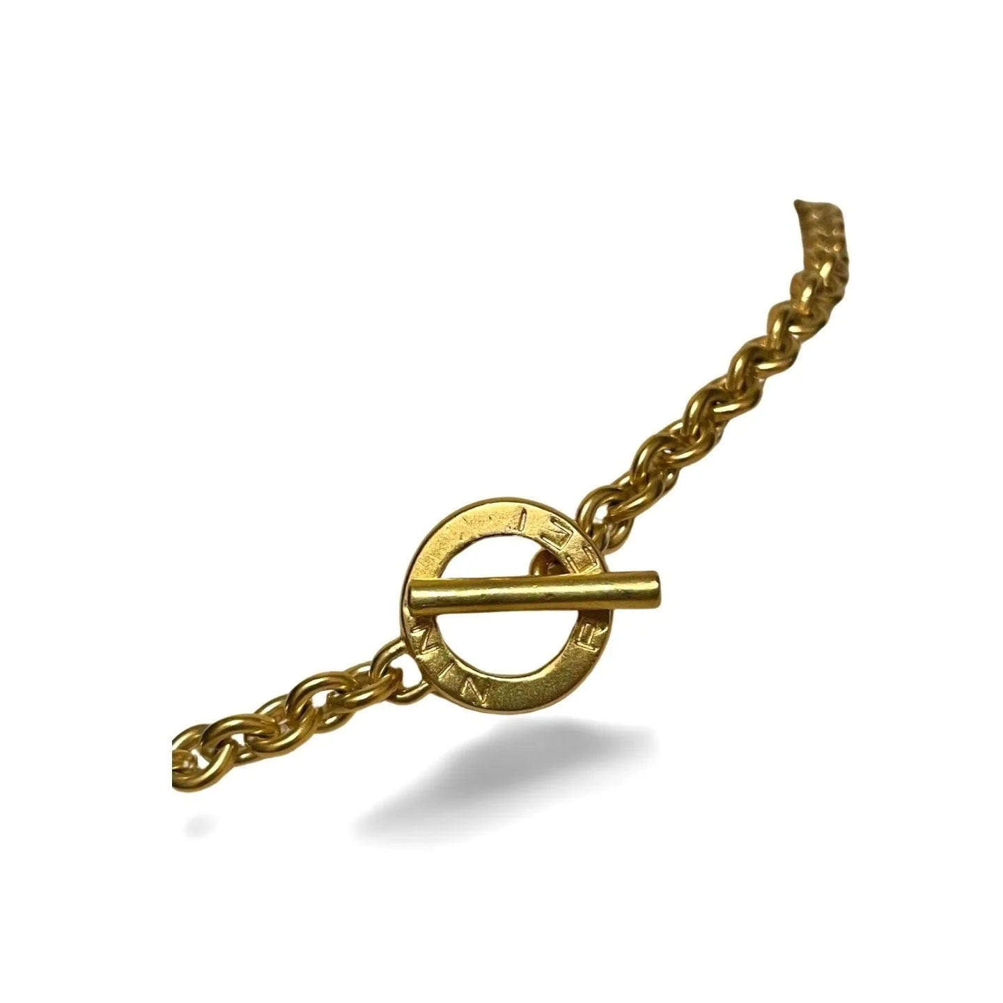 Vintage Nina Ricci golden chain necklace with ribbon bow and crystals. Perfect vintage jewelry. 060521ac6
