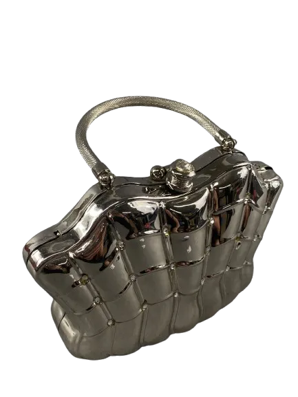 Vintage Silver Hard Case Evening Bag