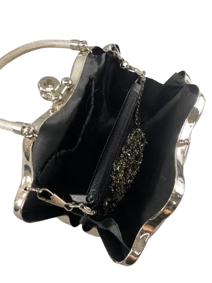 Vintage Silver Hard Case Evening Bag