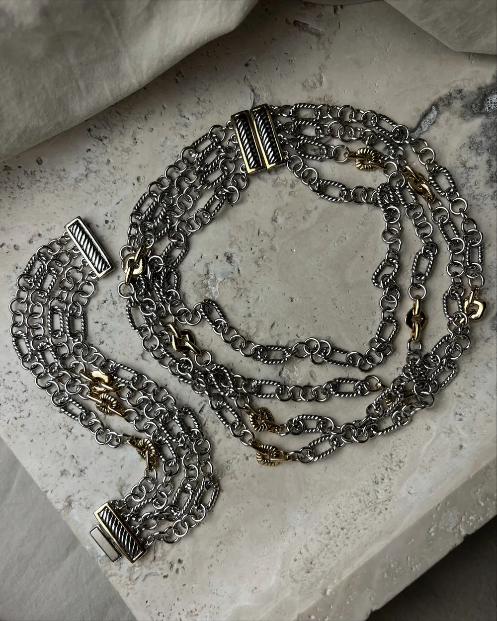 Vintage Two Tone Multi Chain Set