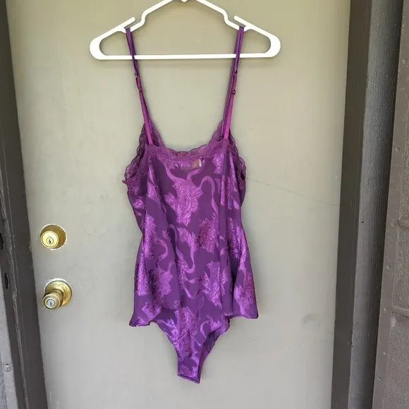 Vintage Victoria's Secret Gold Label Purple Babydoll Teddy Lingerie One Piece