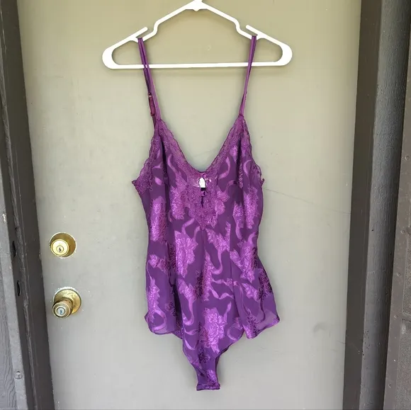 Vintage Victoria's Secret Gold Label Purple Babydoll Teddy Lingerie One Piece