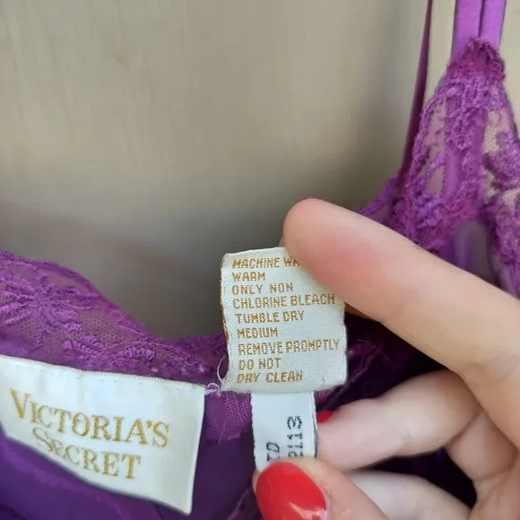 Vintage Victoria's Secret Gold Label Purple Babydoll Teddy Lingerie One Piece