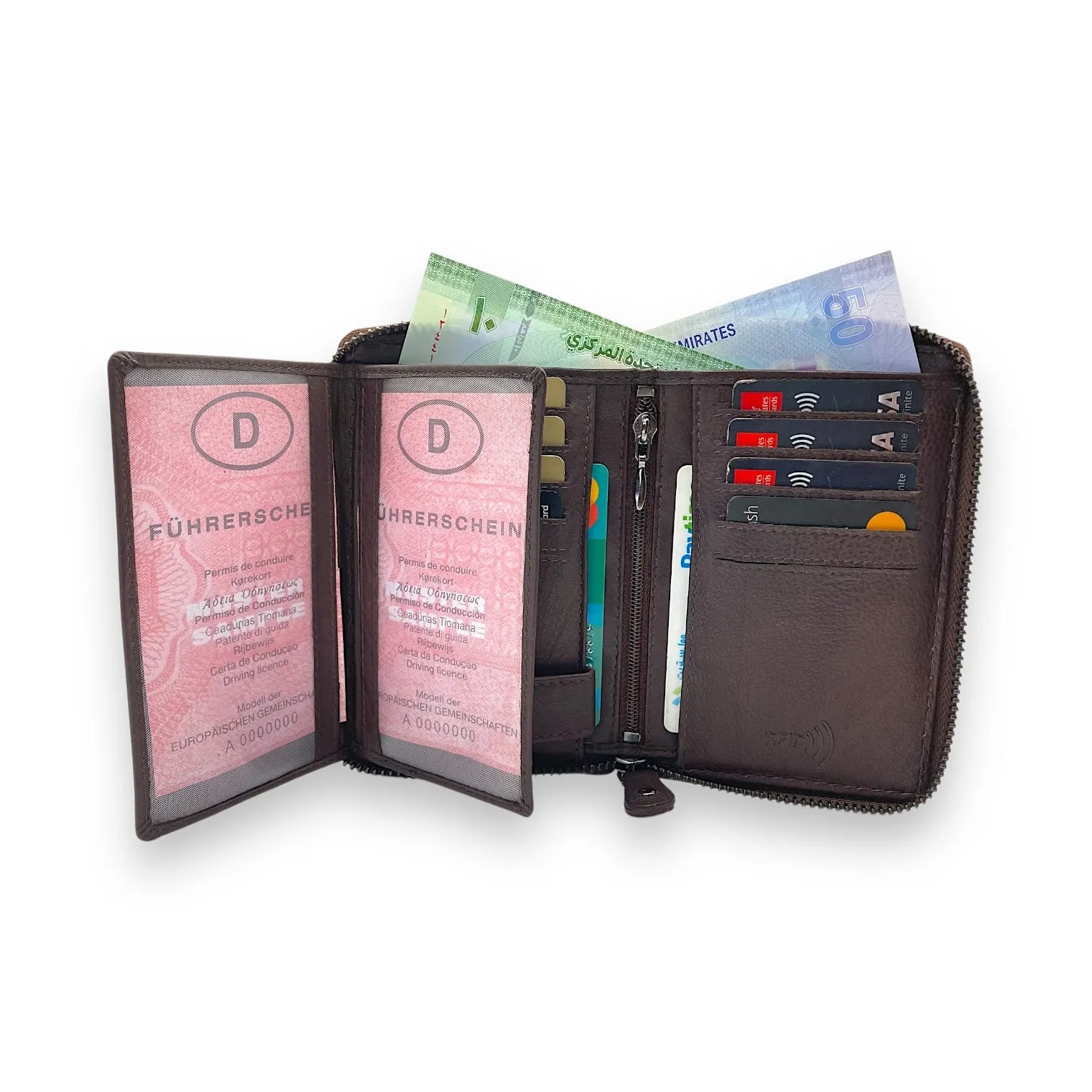VIP Full Zip RFID Men's Wallet, Multiple Card Men's Bifold Wallet # 618Z