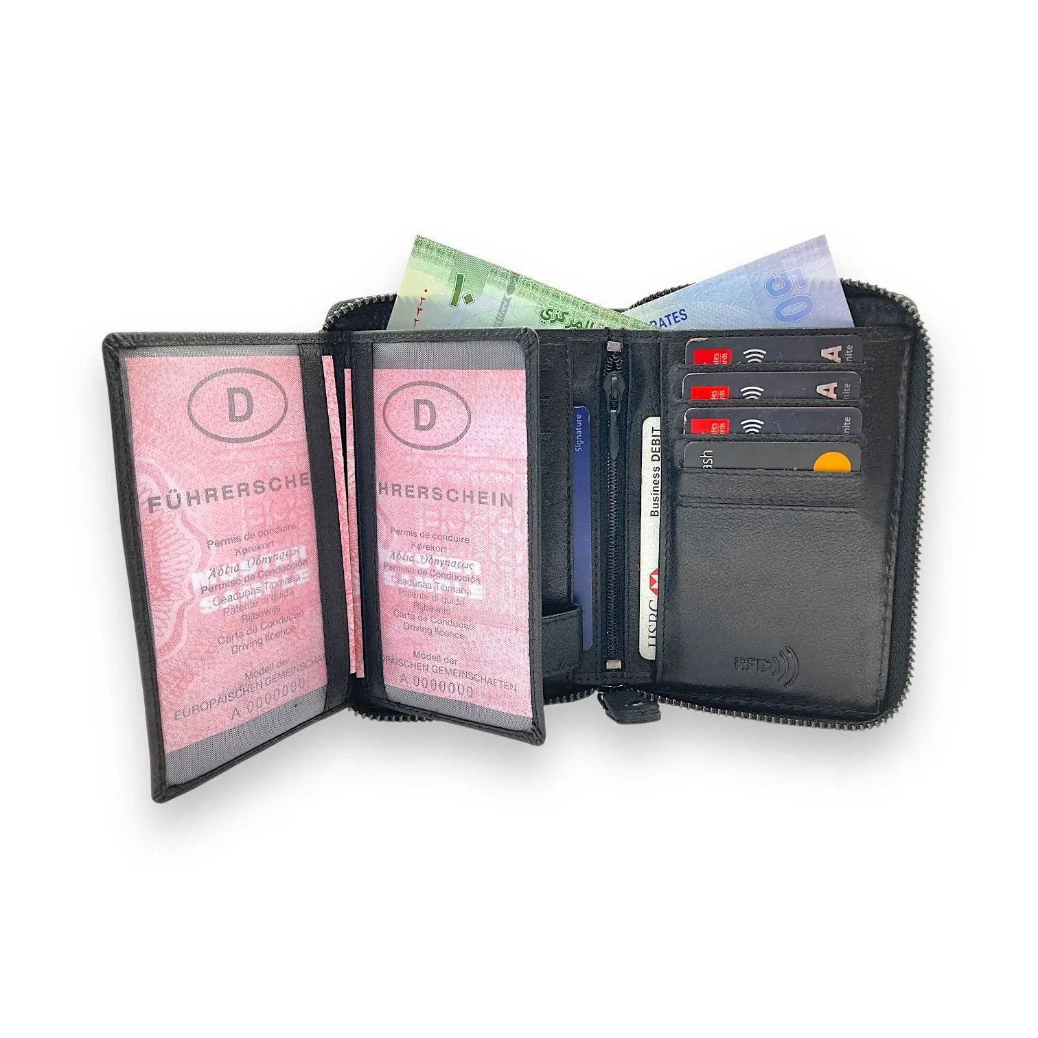 VIP Full Zip RFID Men's Wallet, Multiple Card Men's Bifold Wallet # 618Z
