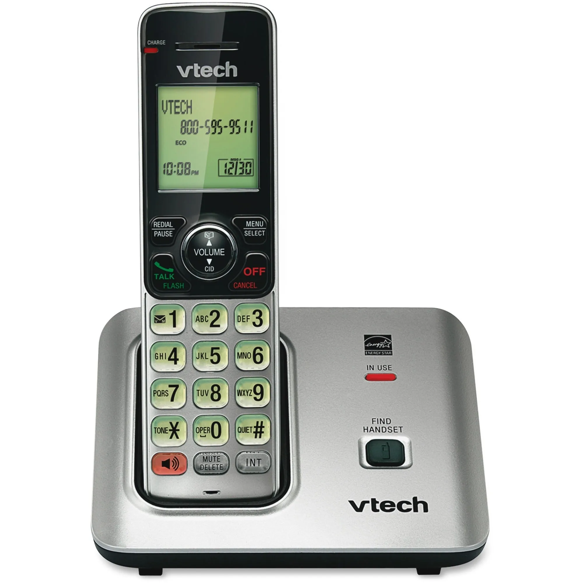 VTech CS6619 DECT 6.0 Expandable Cordless Phone with Caller ID/Call Waiting, Silver with 1 Handset