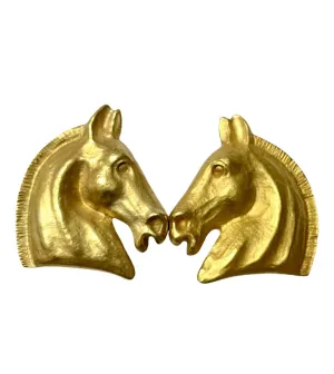 W5 Vintage HERMES gold tone horse earrings. Fun and unique jewel piece from Bijouterie Fantaisie collection. 050901ya