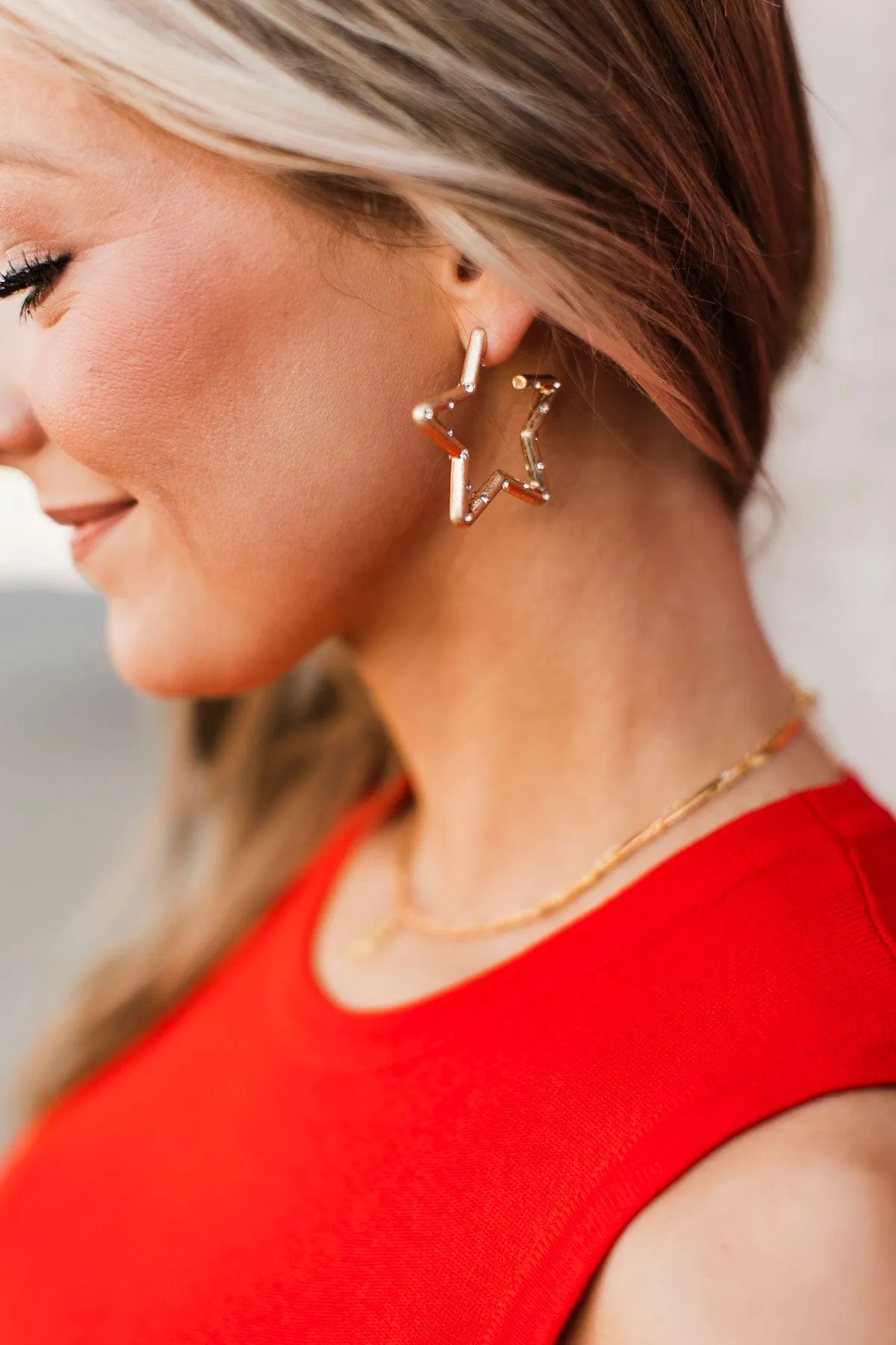 Watch The Stars Studded Earrings- Gold