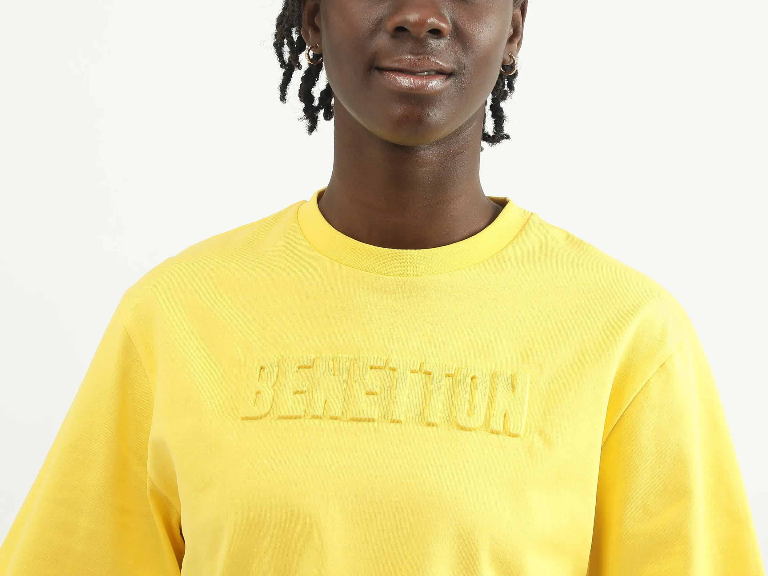 Women Embossed Round Neck T-shirt