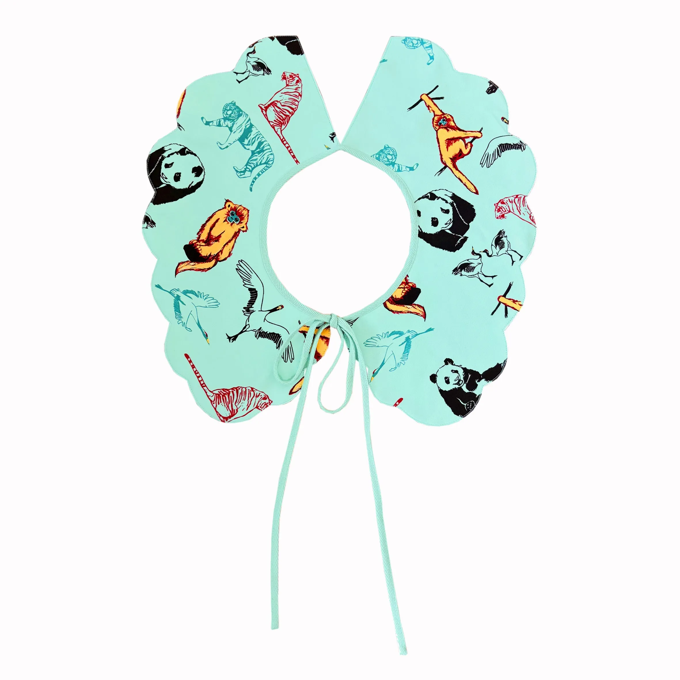 Women's Detachable Collar (Aqua) with animal print