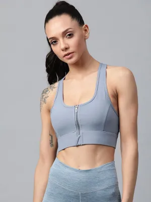 Women's detachable zip-up training sports bra