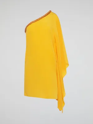 Yellow Asymmetrical Studded Dress