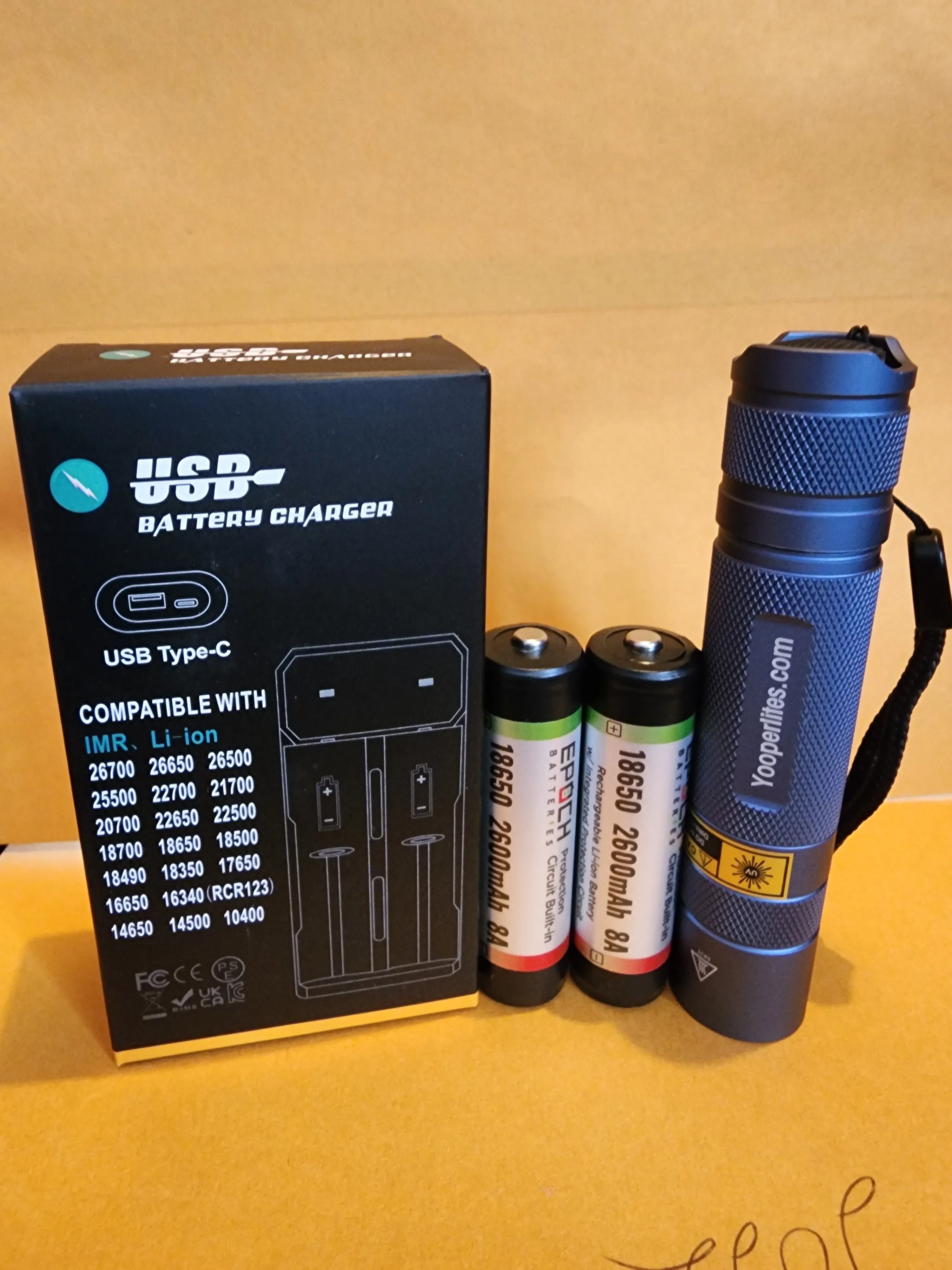 Yooperlites S2  365nm UV Flashlight Package - Anodized Blue