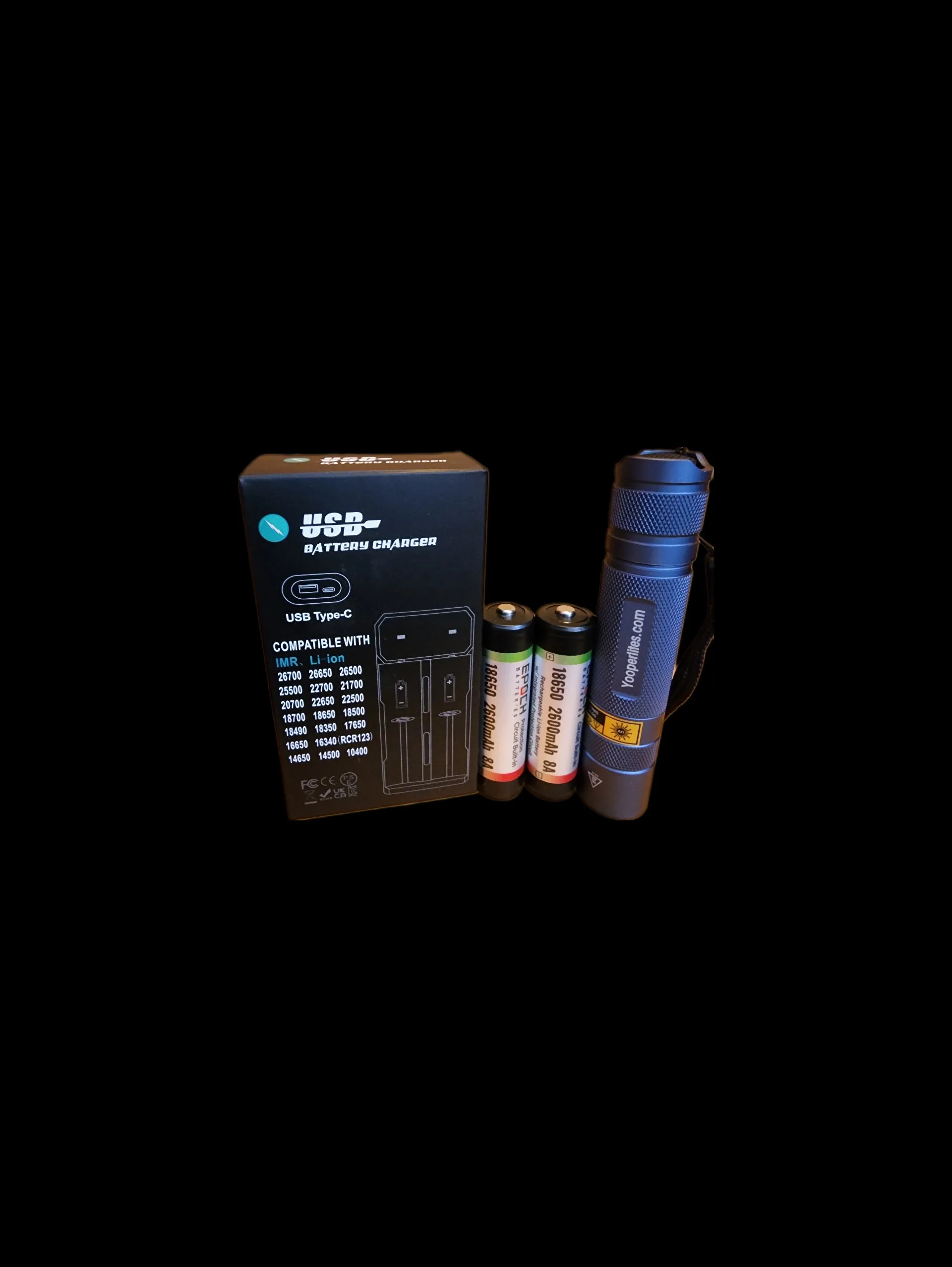 Yooperlites S2  365nm UV Flashlight Package - Anodized Blue