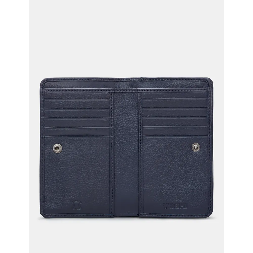 Yoshi Jane Austen Bookworm Library Zip Around Navy Leather Purse