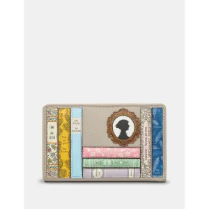 Yoshi Jane Austen Bookworm Library Zip Around Warm Grey Leather Purse