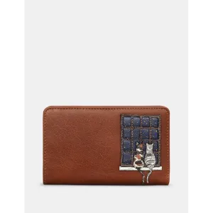 Yoshi Midnight Cats Zip Around Leather Purse