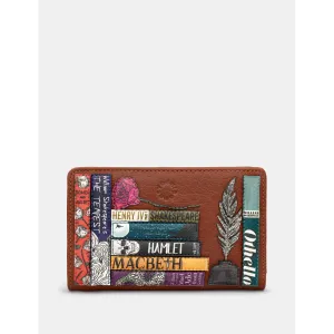 Yoshi Shakespeare Bookworm Library Zip Around Brown Leather Purse