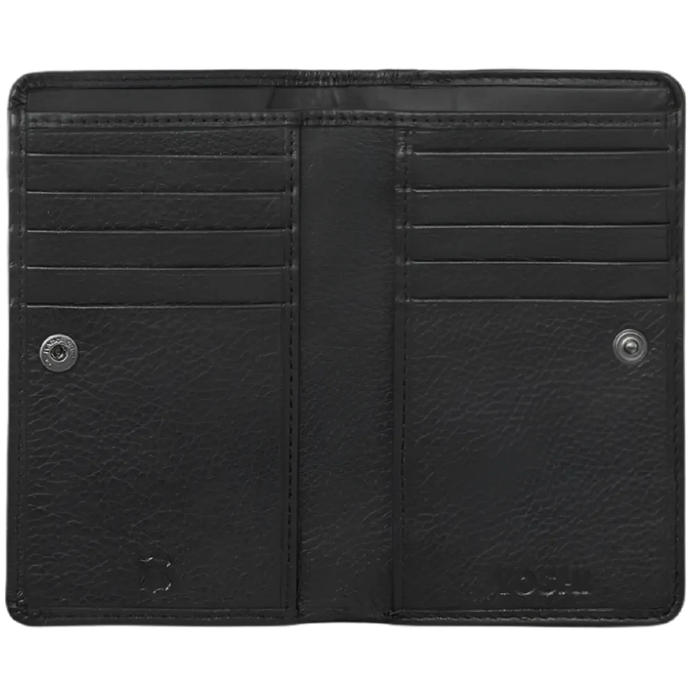 Yoshi The Craft Room Black Leather Flap Over Zip Around Purse