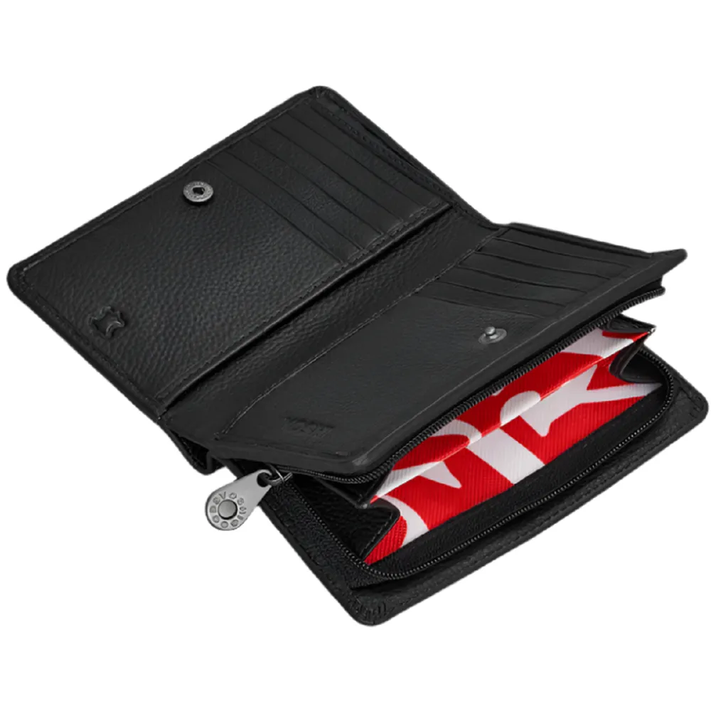 Yoshi The Craft Room Black Leather Flap Over Zip Around Purse