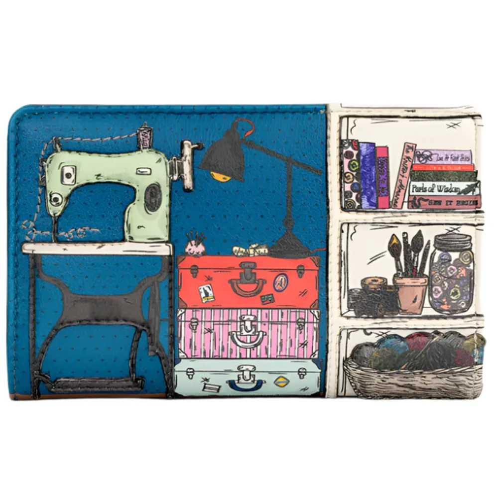 Yoshi The Craft Room Black Leather Flap Over Zip Around Purse
