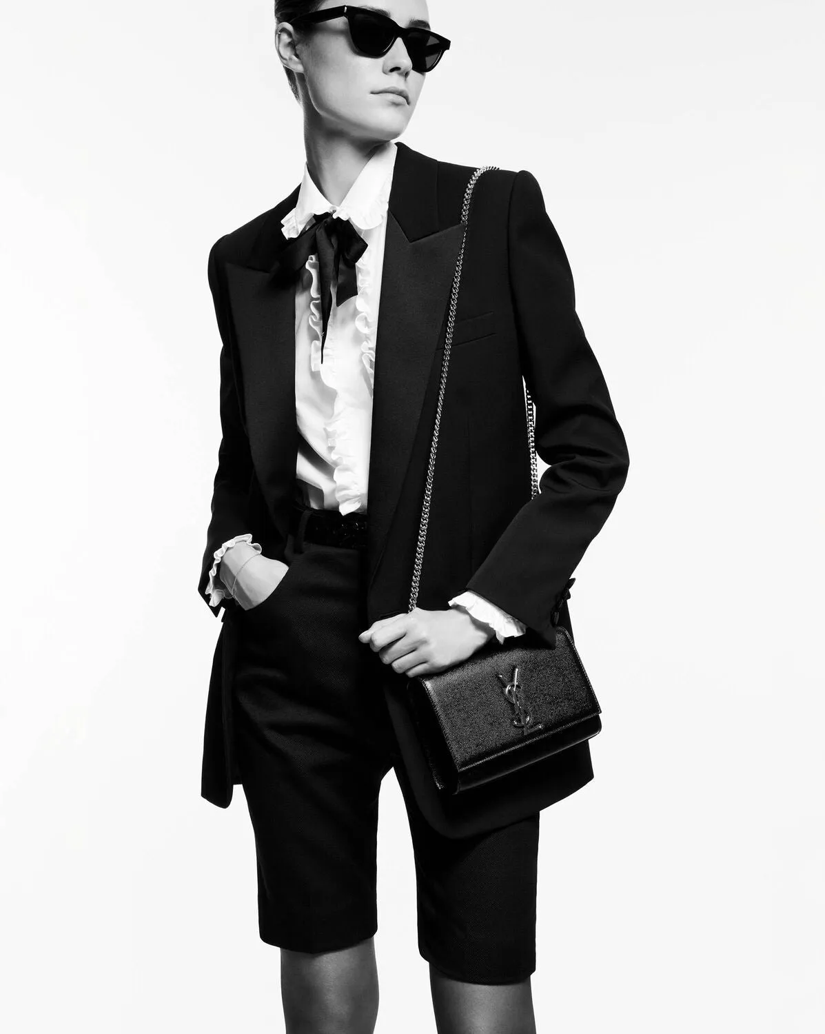 YSL Small Kate un Grain De Poudre Embossed Leather