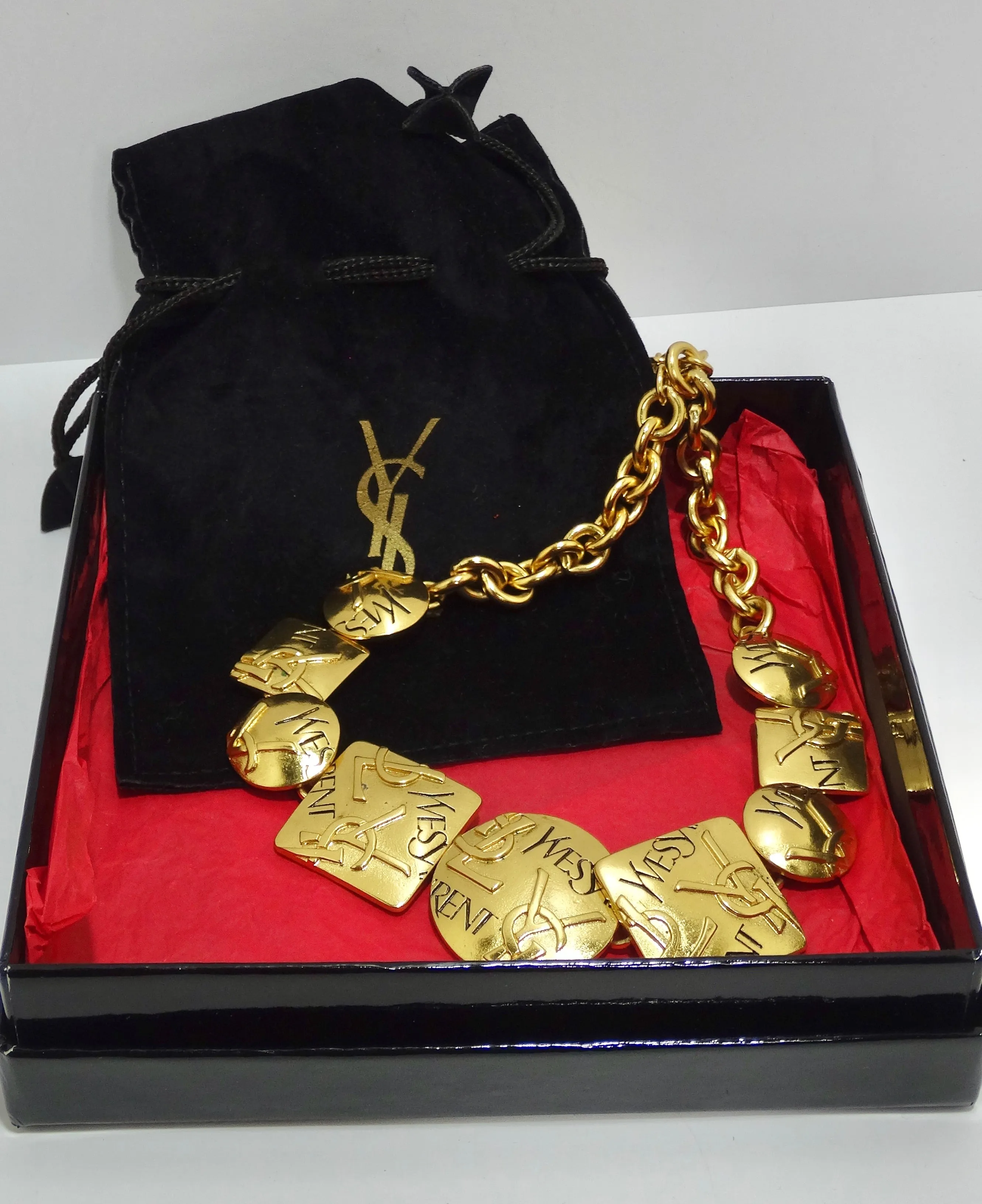 YVES SAINT LAURENT Logo Geometric Necklace