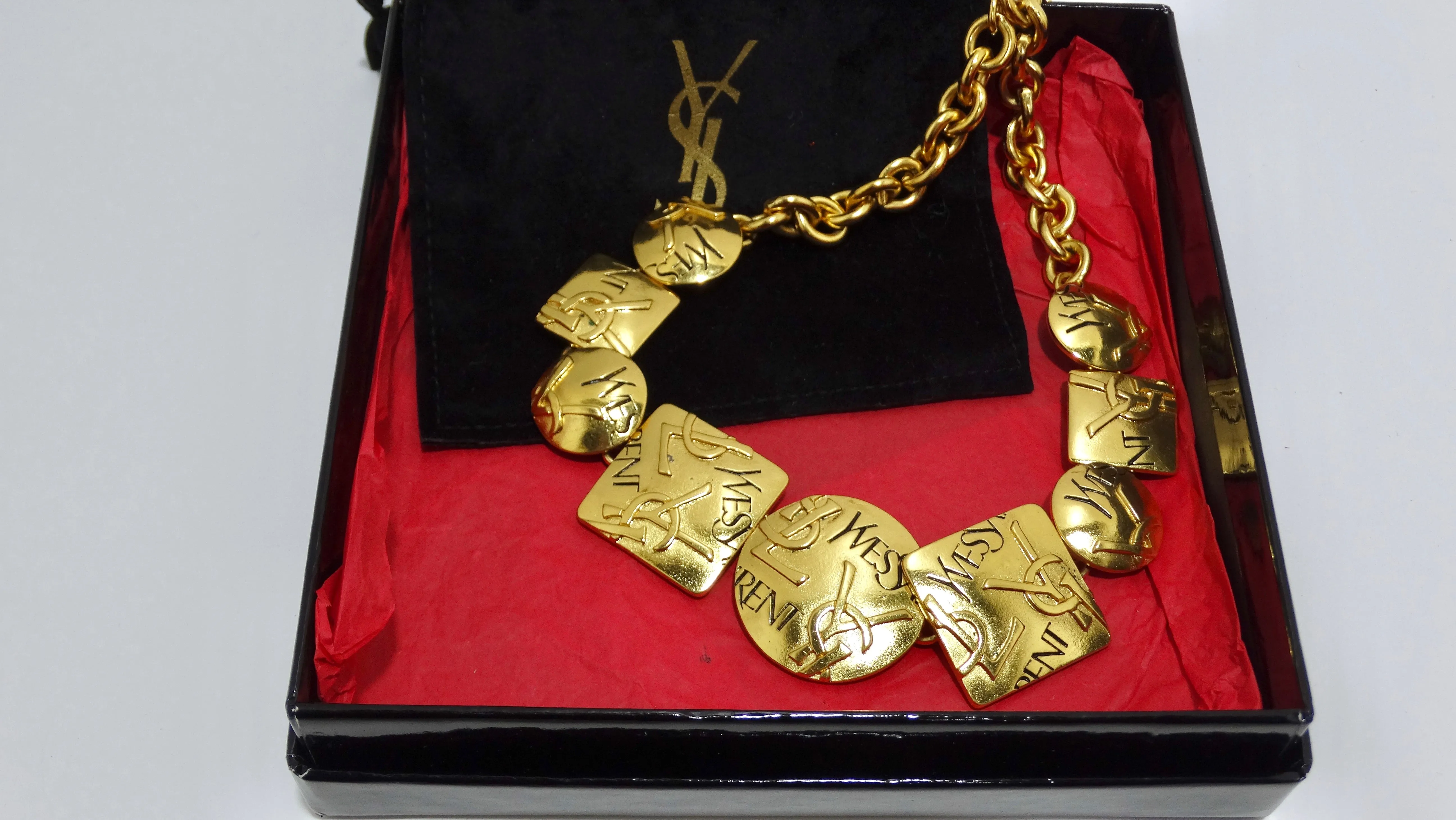 YVES SAINT LAURENT Logo Geometric Necklace